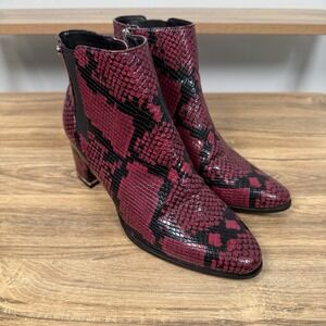 Calvin Klein Fioranna Booties Snake Print Wine Burgundy Women's Size 7.5